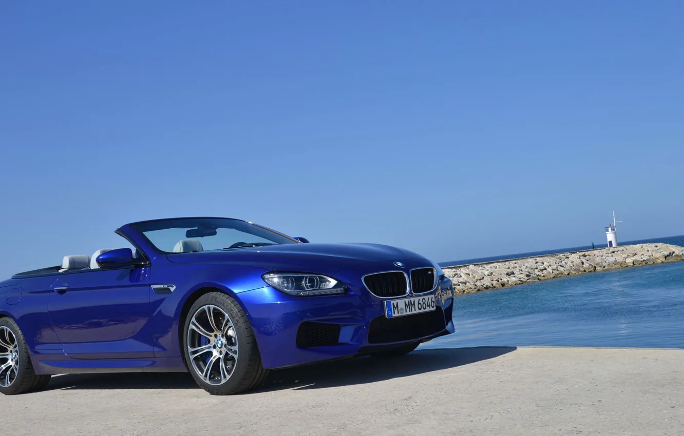 Photo wallpaper sea, lighthouse, BMW, convertible, Convertible, M6