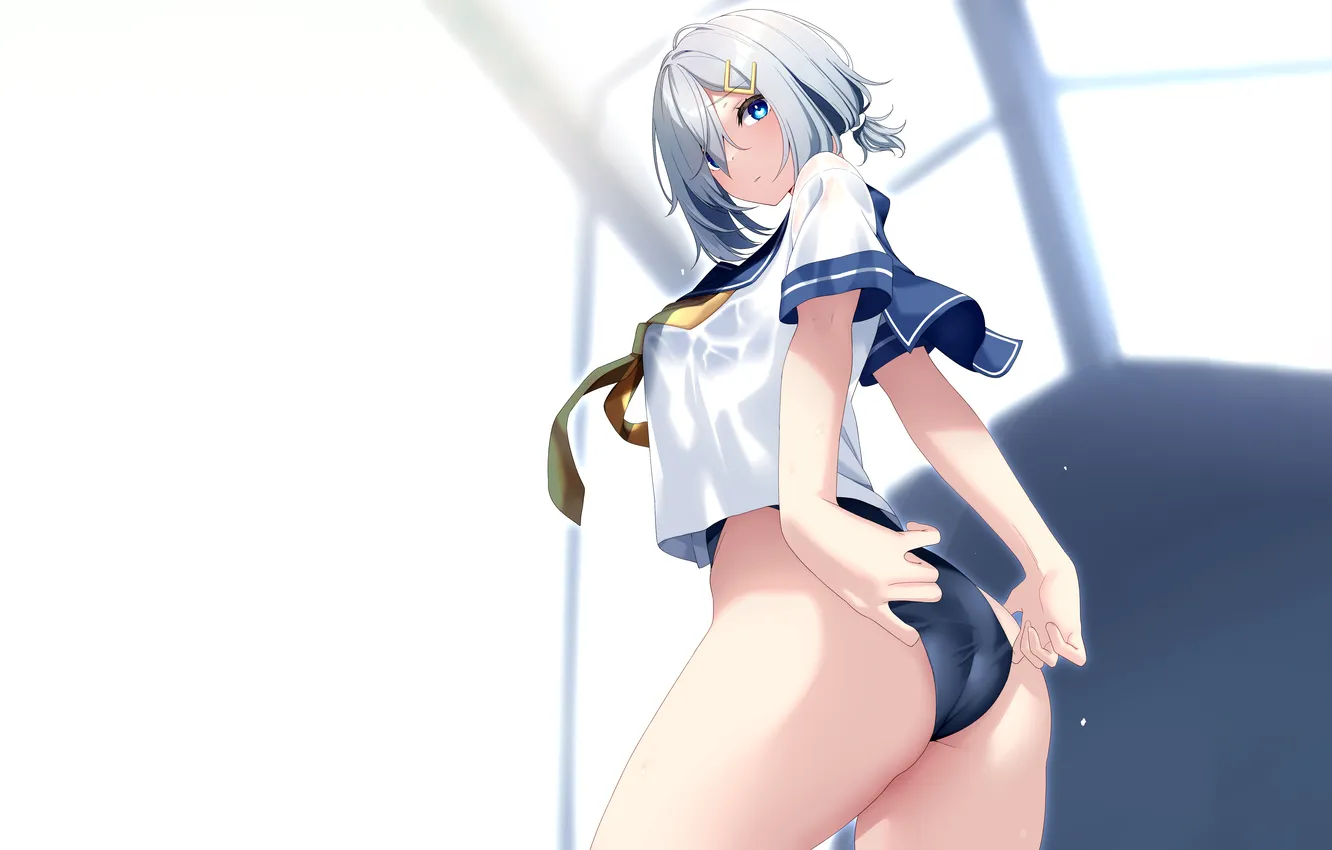 Photo wallpaper girl, sexy, ass, wet, sexy girl, anime, blue eyes, beautiful