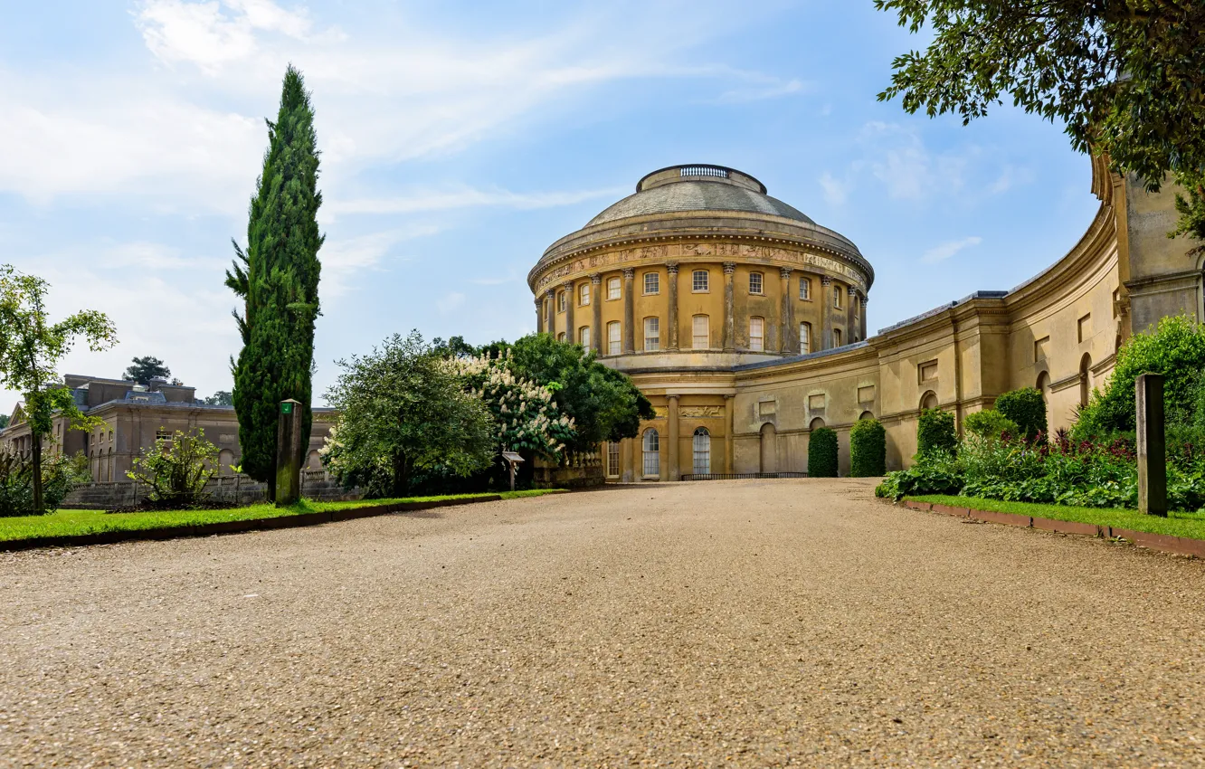 Photo wallpaper road, trees, the building, England, house, England, Ickworth