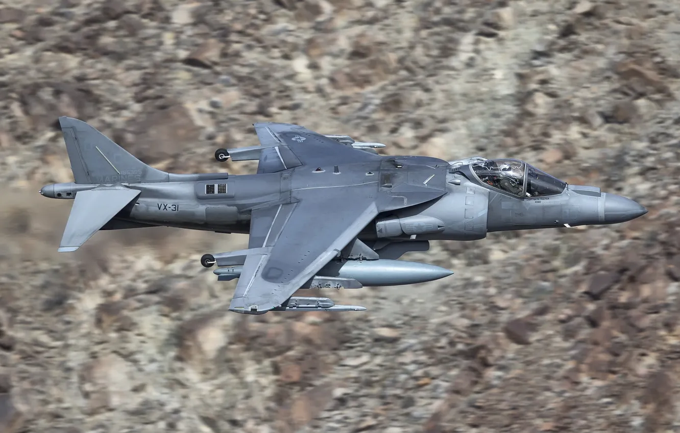 Photo wallpaper landscape, flight, the plane, Harrier AV-8B
