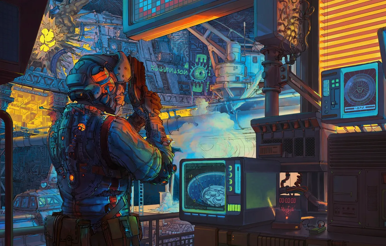 Photo wallpaper the city, style, future, fiction, art, cyberpunk, style, art