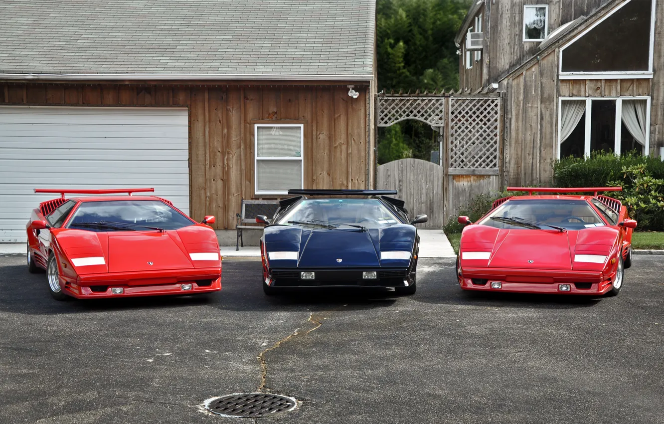 Photo wallpaper red, black, Lamborghini, Trio