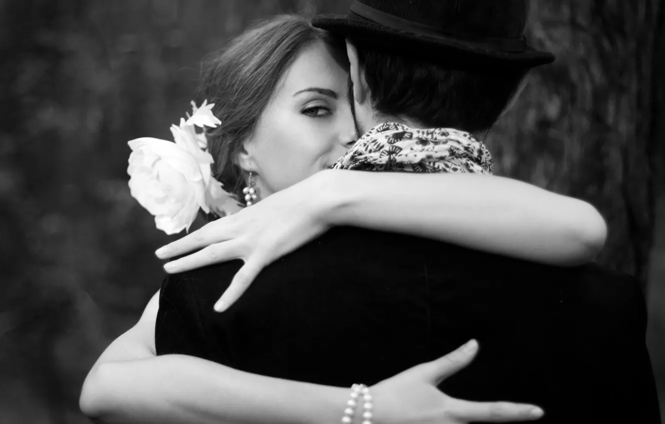 Photo wallpaper love, hat, black and white, bracelet, girl, love, bow, Sergi