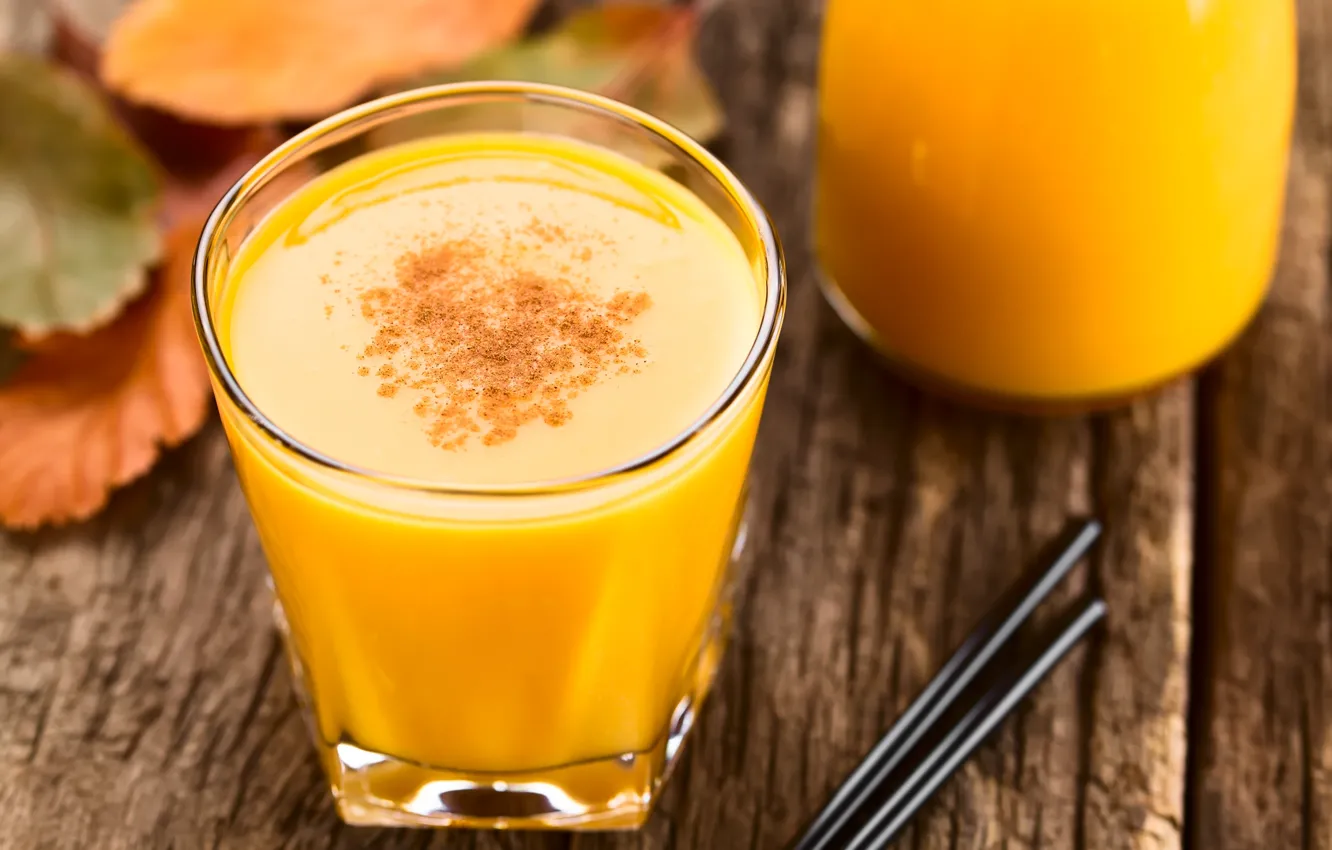 Photo wallpaper glass, juice, drink, cinnamon, fresh