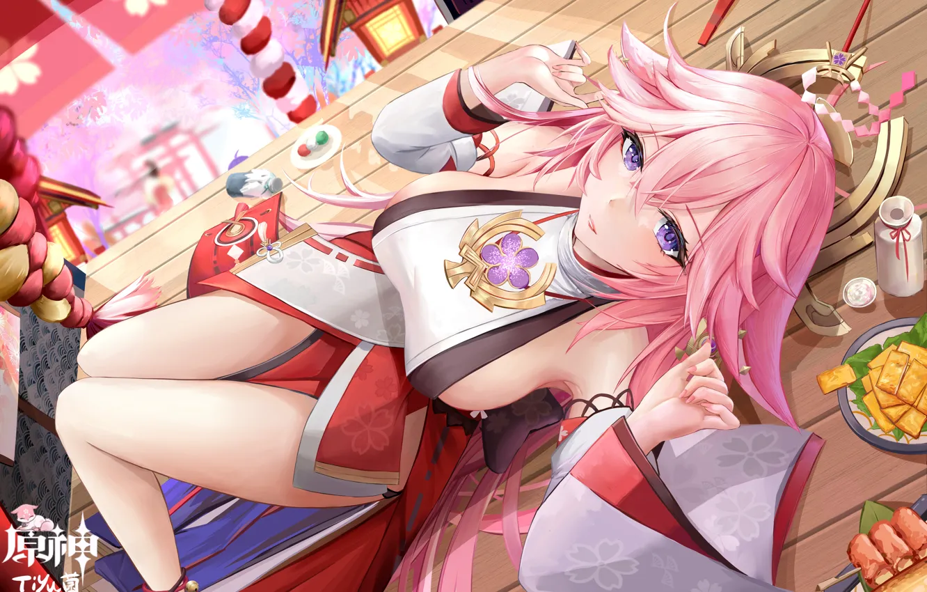 Photo wallpaper sexy girls, dampak genshin, yae miko genshin impact