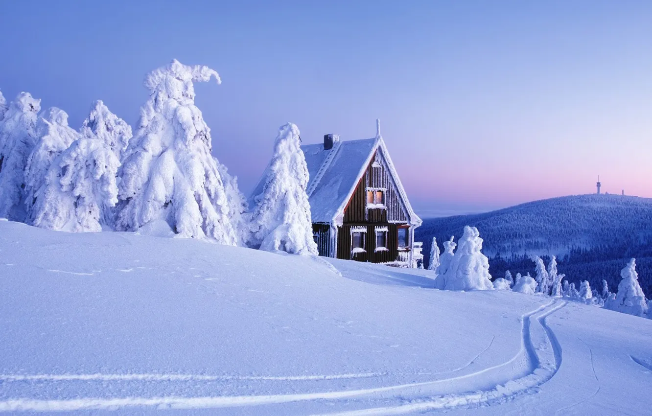 Photo wallpaper winter, snow, home