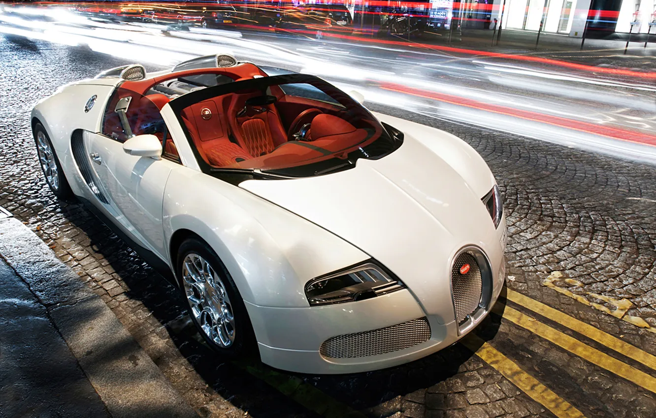Photo wallpaper Night, Supercars, Bugatti Veyron Grand Sport, The most expensive car