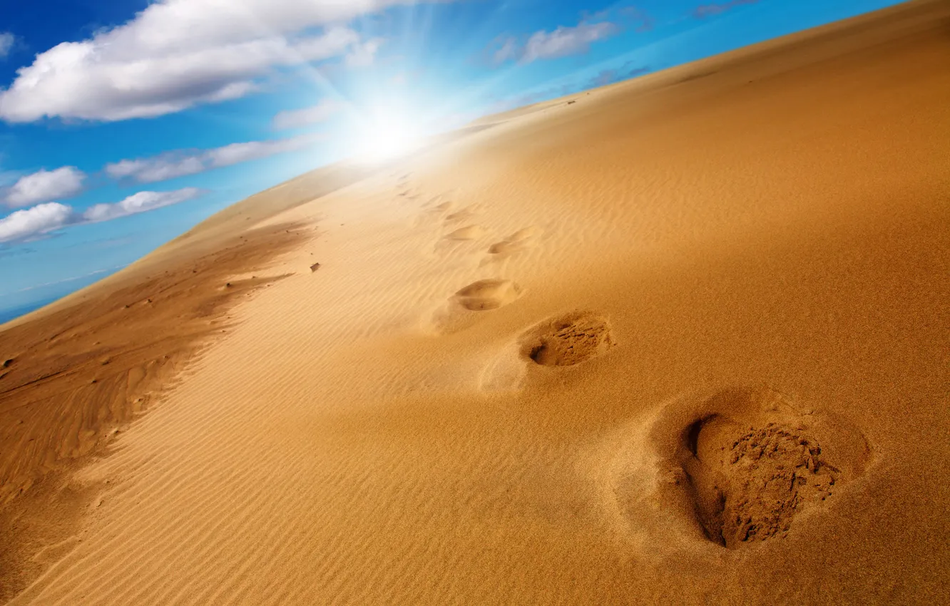 Photo wallpaper sand, the sun, clouds, landscape, nature, dunes, landscape, nature