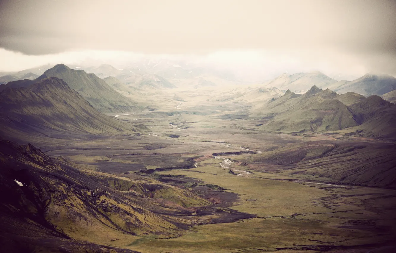 Photo wallpaper mountains, valley, Iceland, the green slopes, mean RC Photography