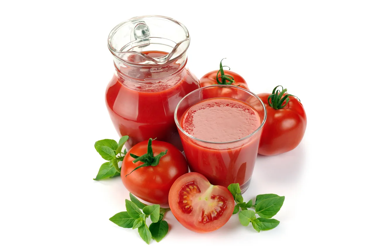 Photo wallpaper glass, vegetables, tomatoes, tomatoes, tomato juice