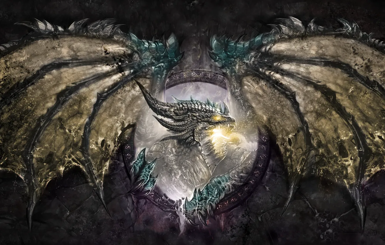 Photo wallpaper dragon, wings, fantasy, Fantasy, dragon