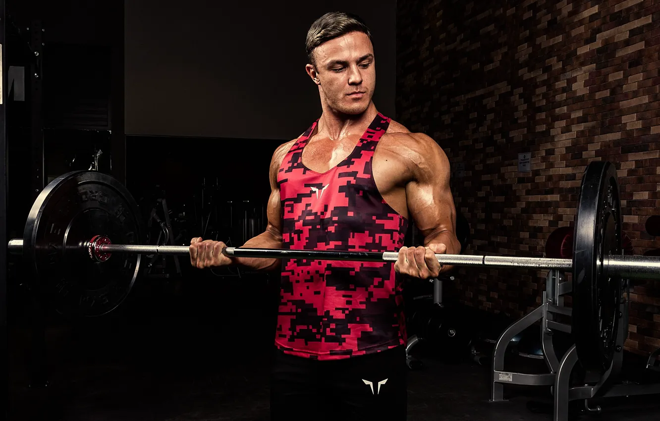 Photo wallpaper smile, muscles, men, pose, fitness