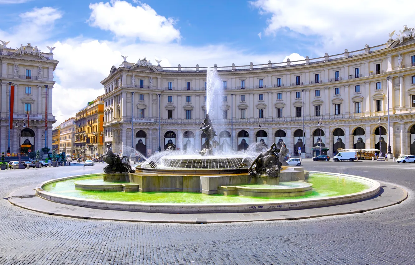 Photo wallpaper the city, building, home, Italy, italy, rome, Rome, fountain of the Naiads