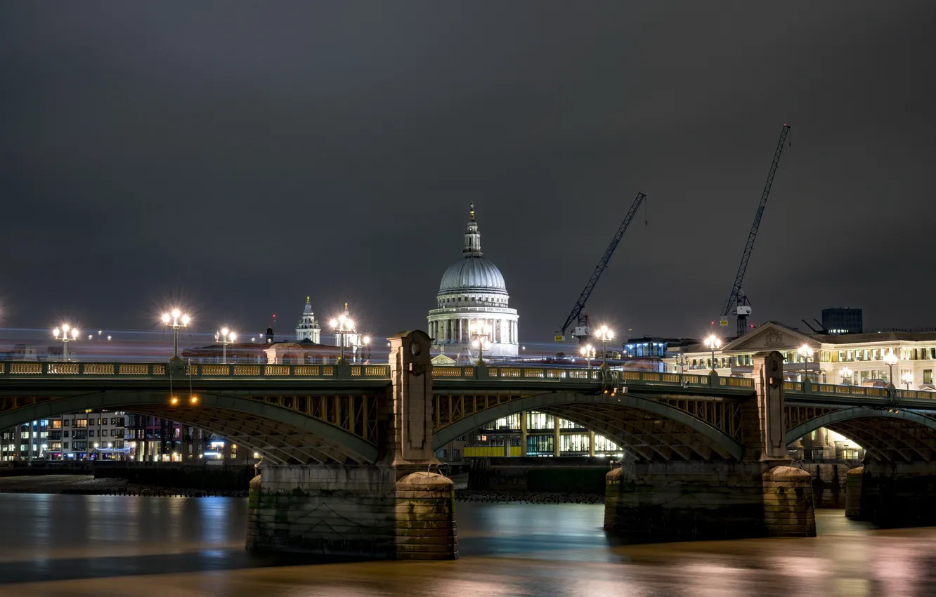 Photo wallpaper night, bridge, the city, London