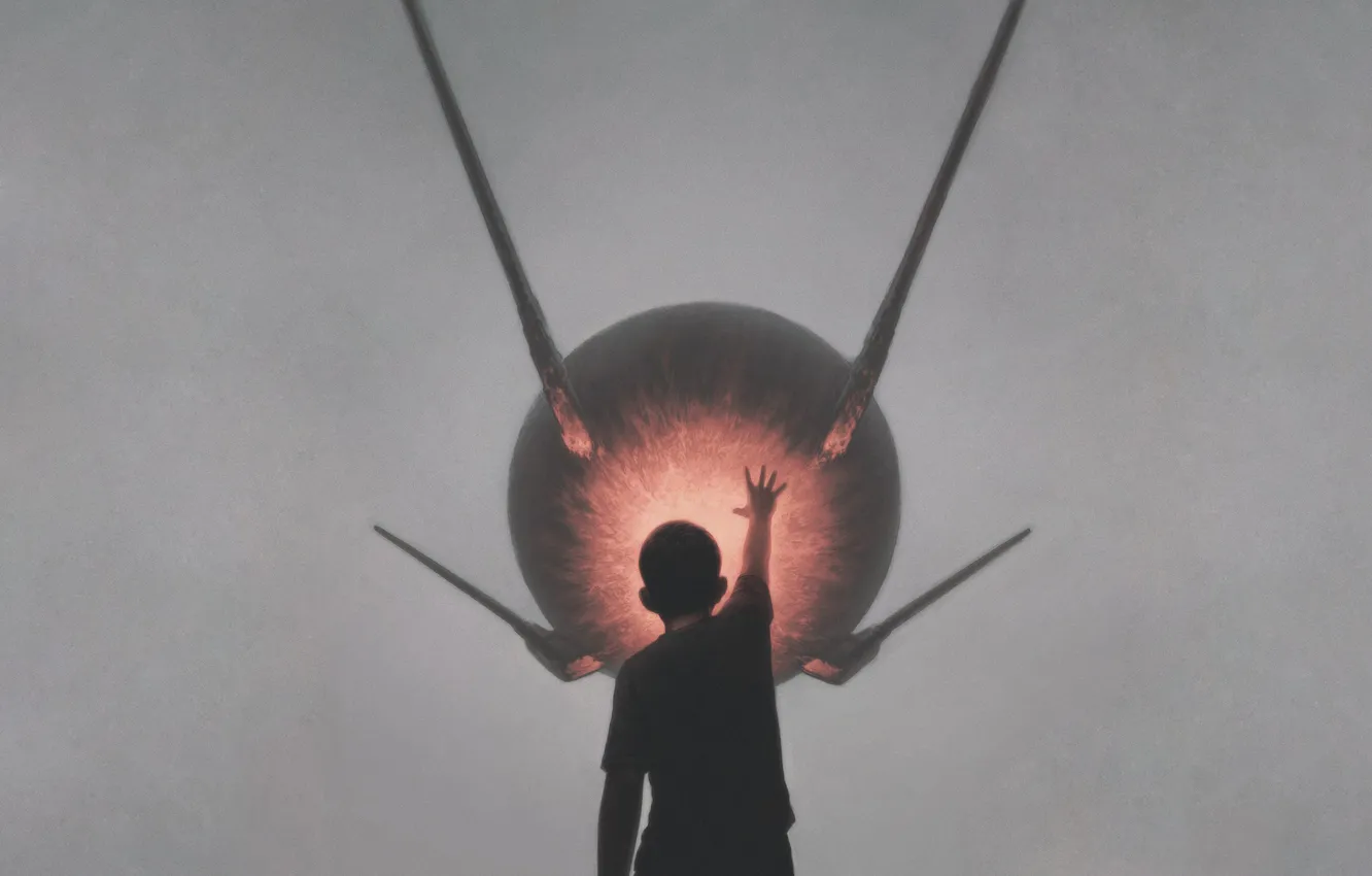 Photo wallpaper the sky, boy, hands, drop, sky, boy, hand, fall