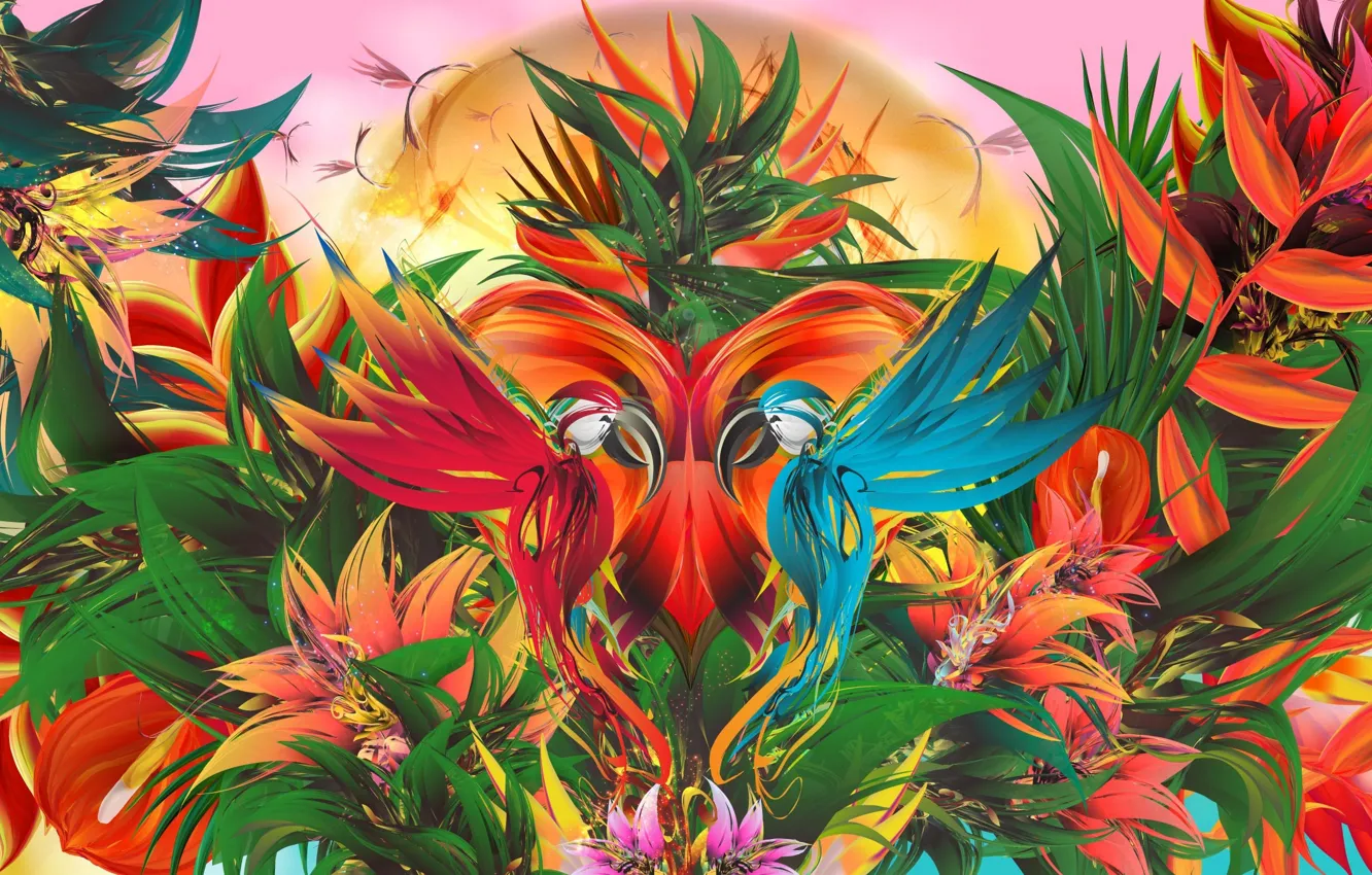 Photo wallpaper bird, pattern, paint, symmetry