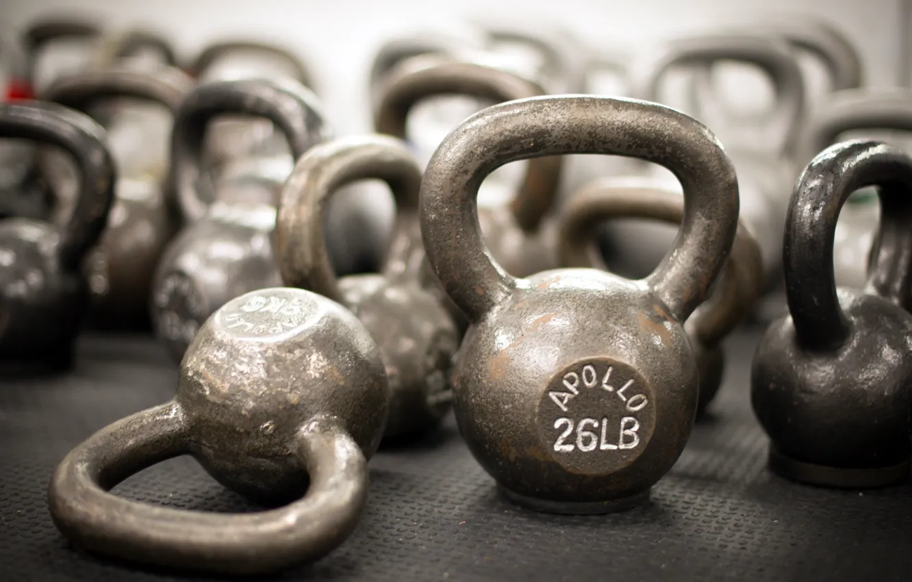 Photo wallpaper gym, weights, kettlebells