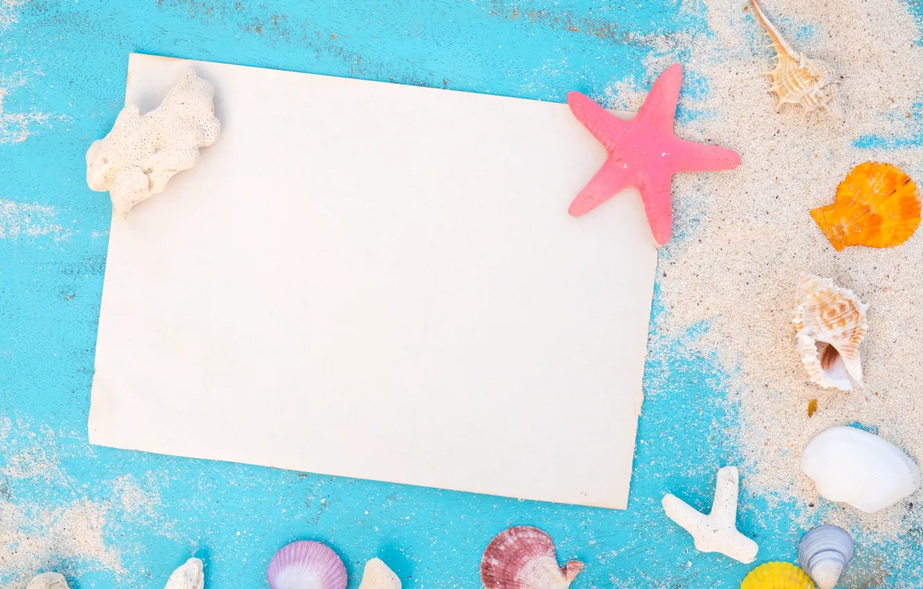 Photo wallpaper sand, beach, background, Board, star, shell, summer, beach