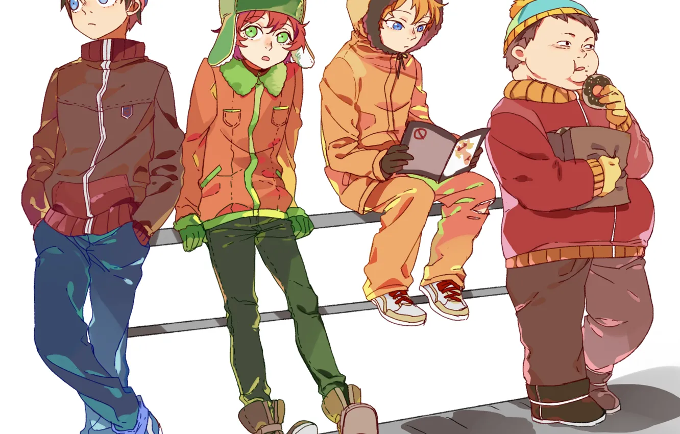 Photo wallpaper anime, art, donut, journal, south park, boys, kenny mccormick, eric theodore cartman