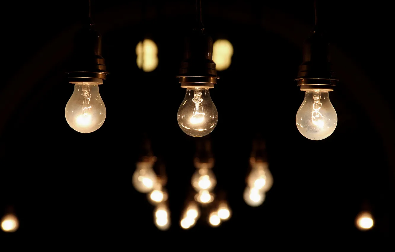 Photo wallpaper light, darkness, light bulb