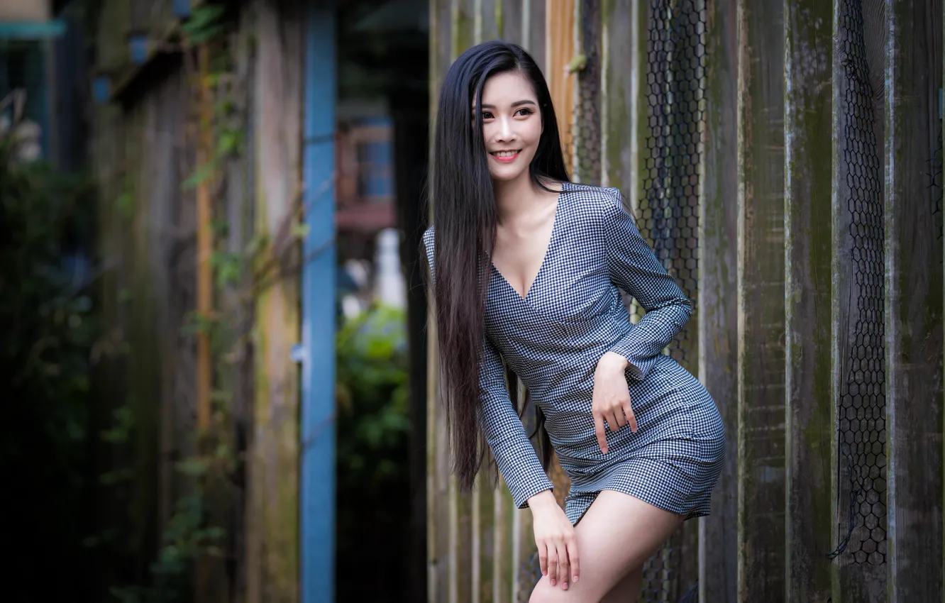 Photo wallpaper girl, street, Asian