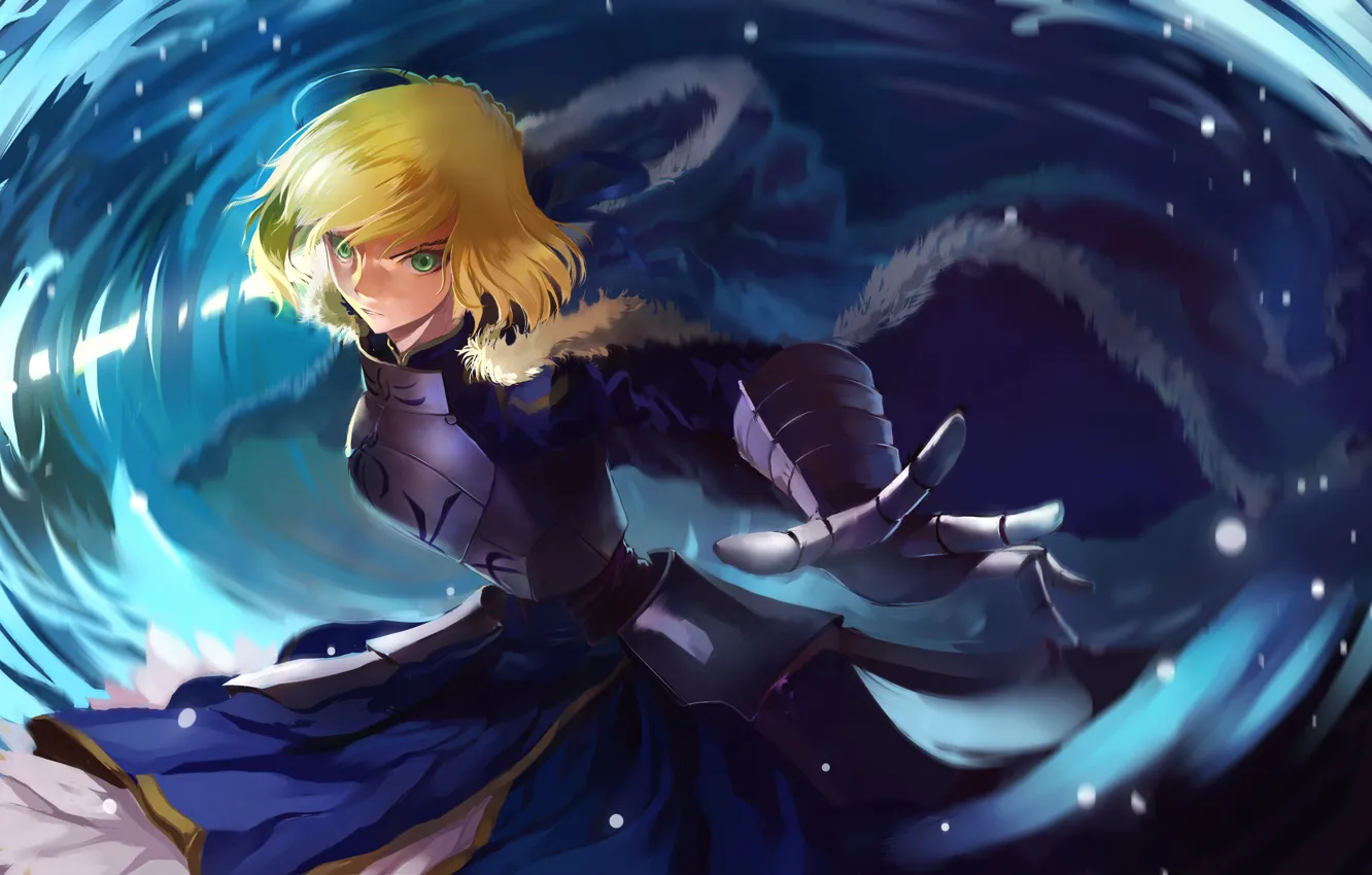 Photo wallpaper look, girl, anger, the saber, Fate stay night, Fate / Stay Night