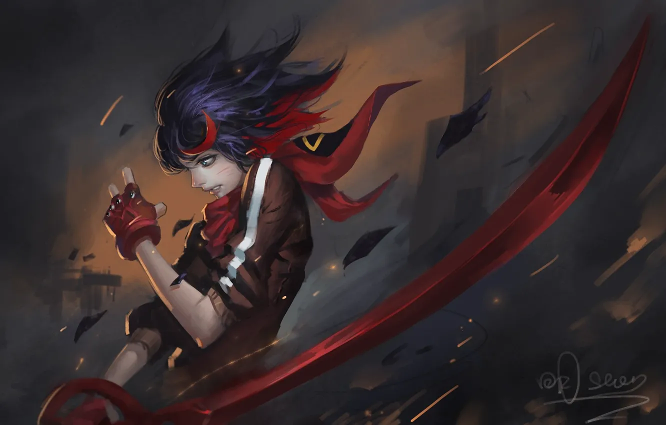 Photo wallpaper girl, Kill La Kill, smash slash, Mata Ryuko