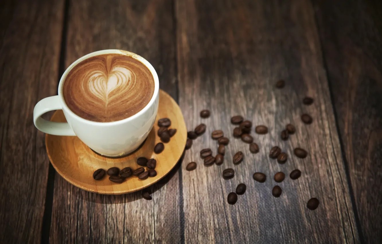 Photo wallpaper foam, coffee, mug, drink, grain