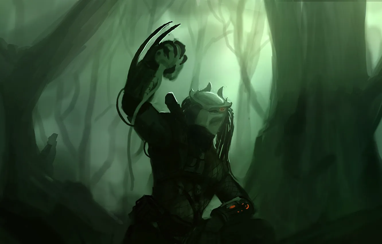 Photo wallpaper predator, jungle, alien, Predator, thing