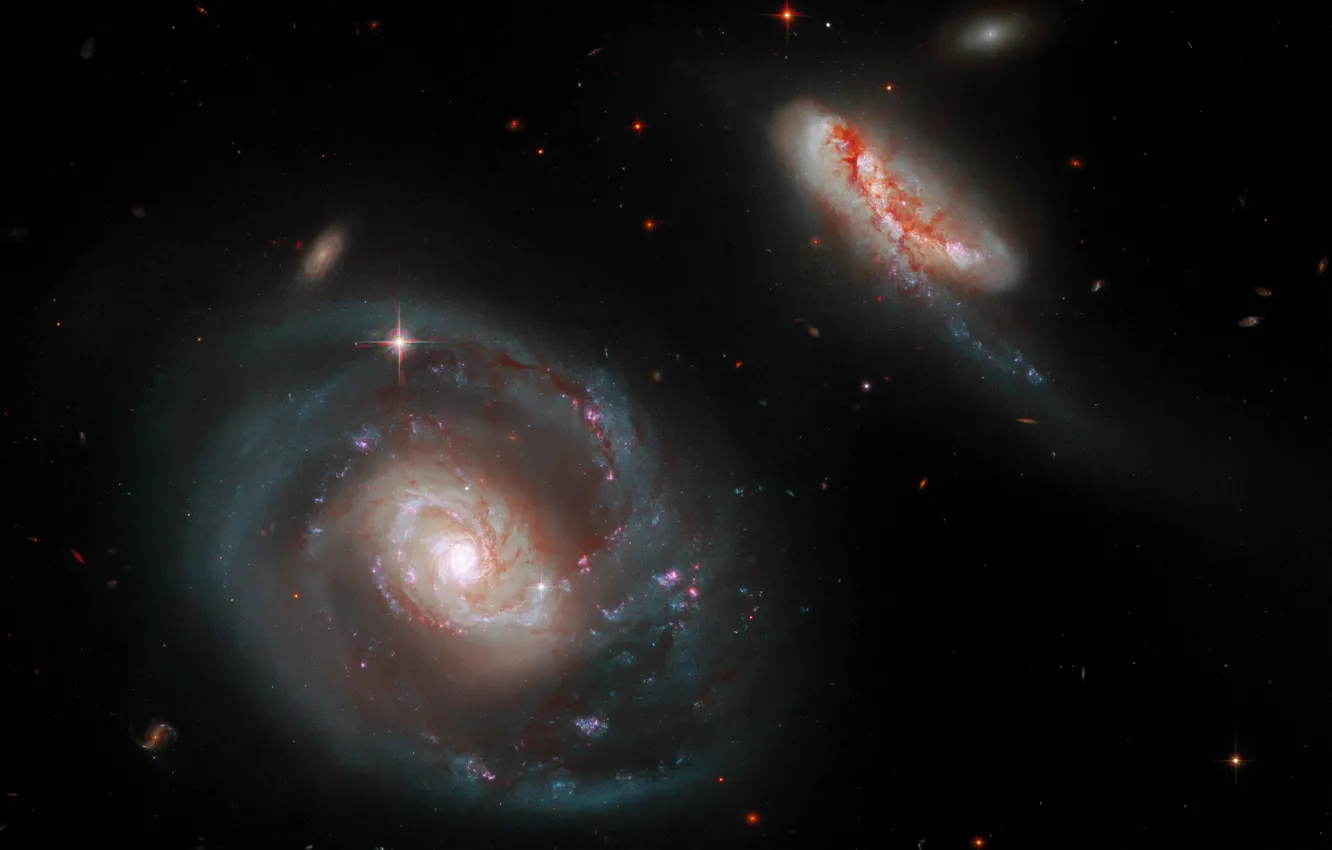 Photo wallpaper galaxy, radiation, infrared, seyfertovskaya, pecular, IC 5283, KCPG 575A, spiral