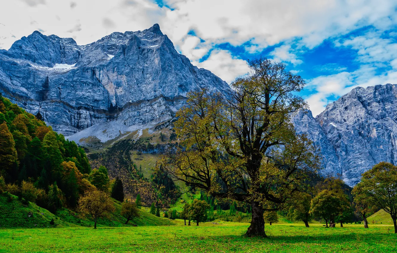 Photo wallpaper the sky, clouds, mountains, Austria