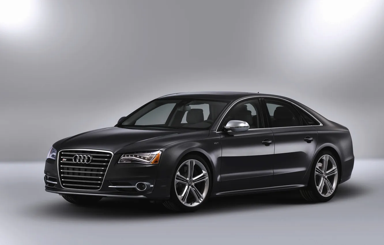 Photo wallpaper Audi, black, The hood, car, sedan, the front, TFSI