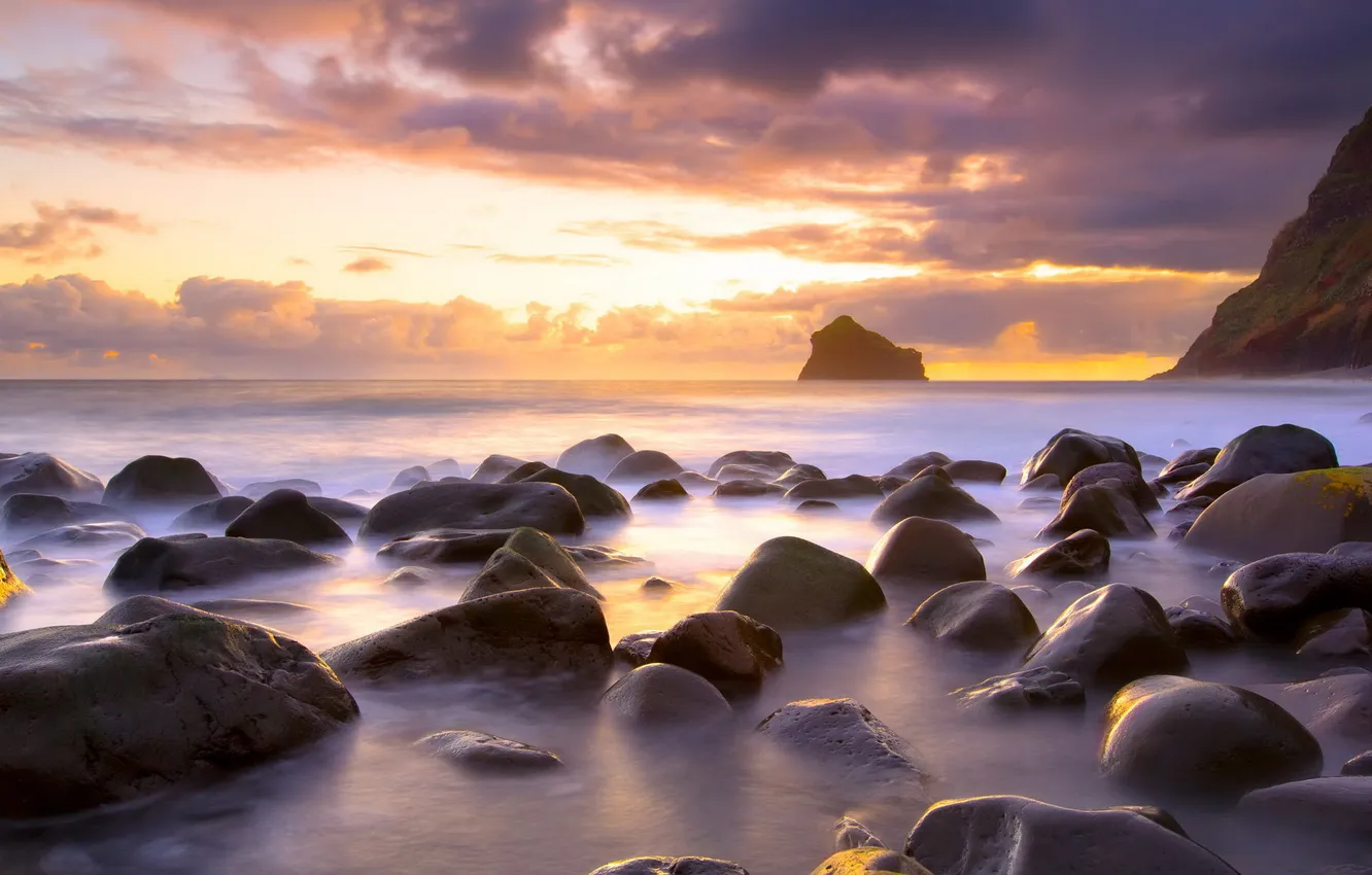 Photo wallpaper sea, landscape, sunset