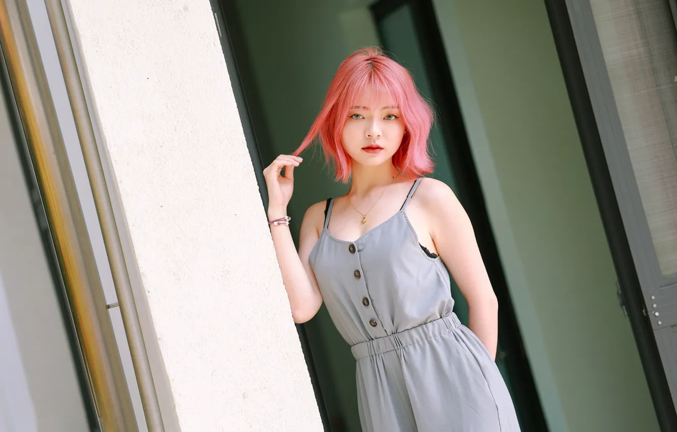 Photo wallpaper look, girl, dress, Asian