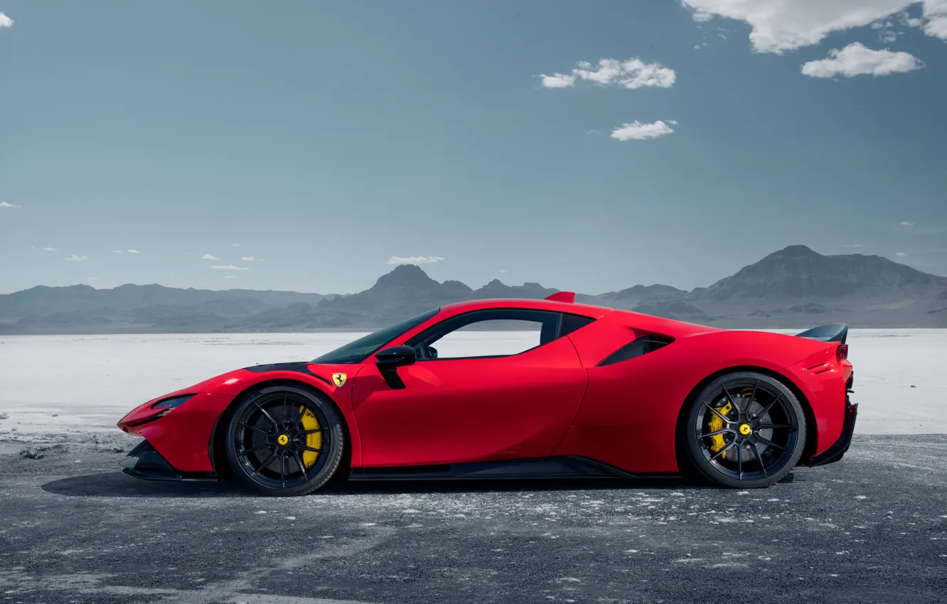 Photo wallpaper Ferrari, red, mountain, Side, Novitec, SF90, Ferrari SF90 Road
