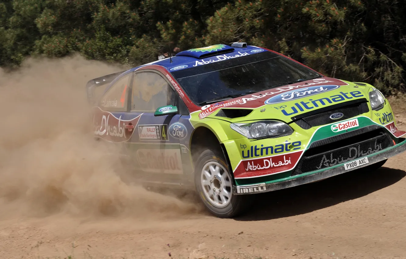Photo wallpaper Ford, Auto, Dust, Focus, Rally, Focus, The front, Latvala