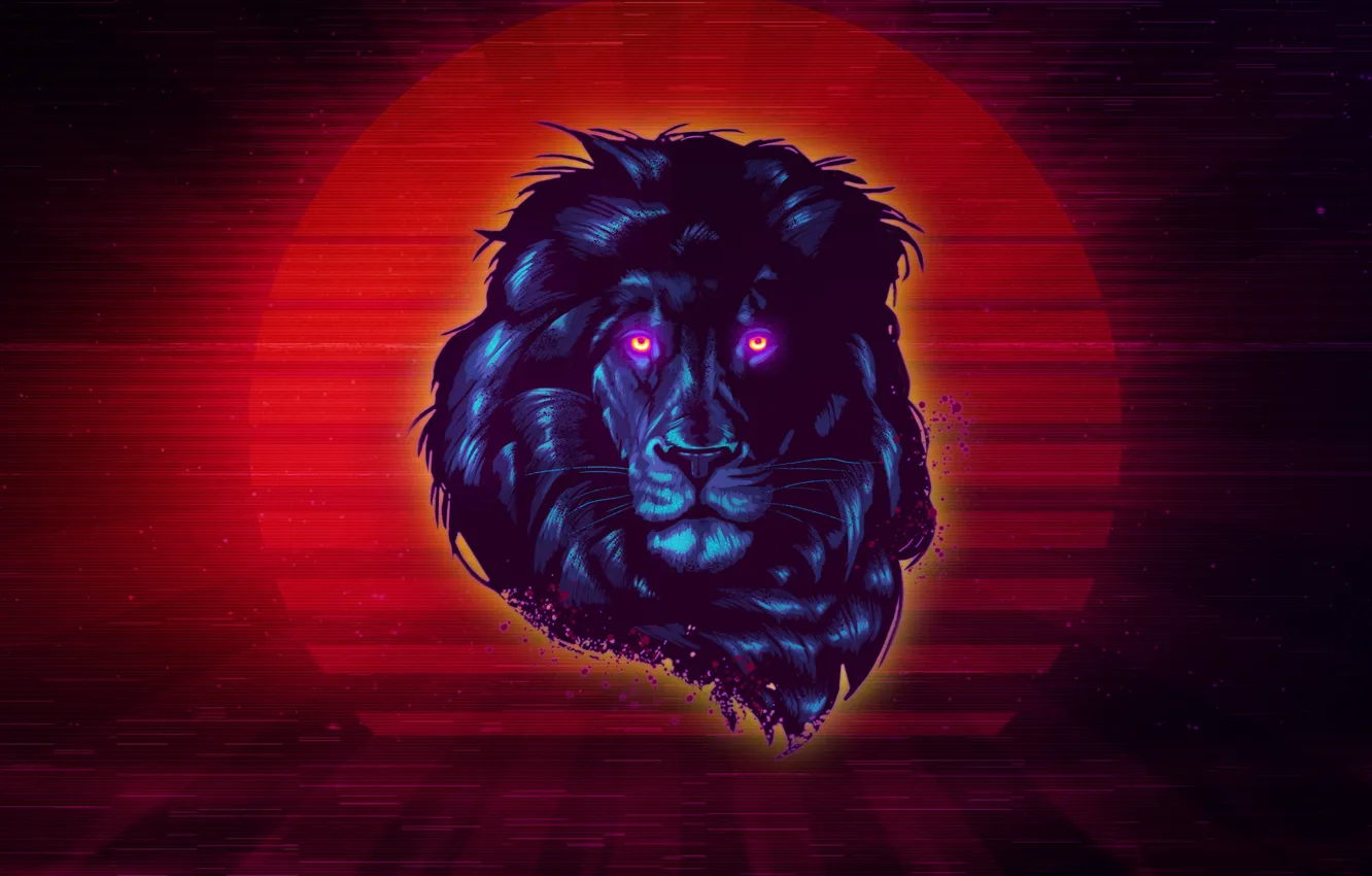 Photo wallpaper music, background, Leo, art, 80s, animals, Neon, James White