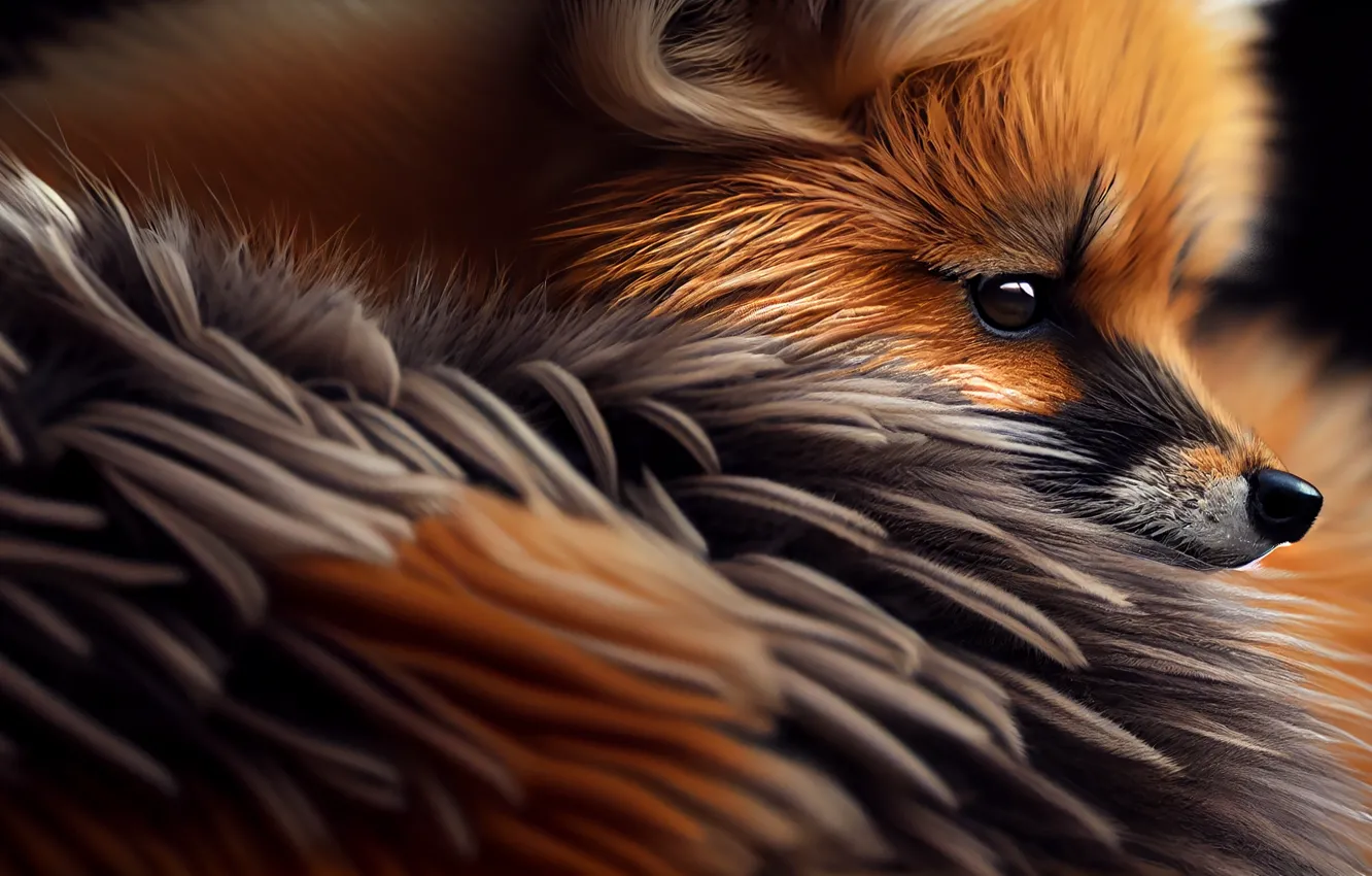 Photo wallpaper face, Fox, closeup, digital art, AI art, The Art of Artificial Intelligence, neural network