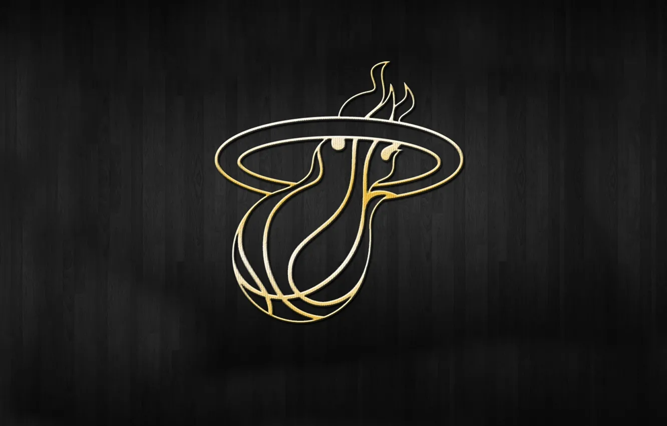 Photo wallpaper Background, Logo, Gold, NBA, Miami Heat