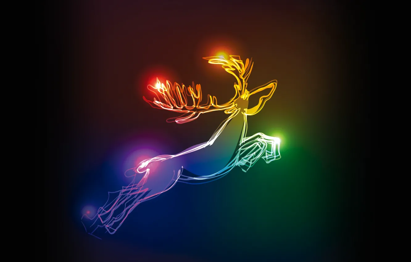 Photo wallpaper colors, deer, Christmas, christmas, neon, xmas, deer