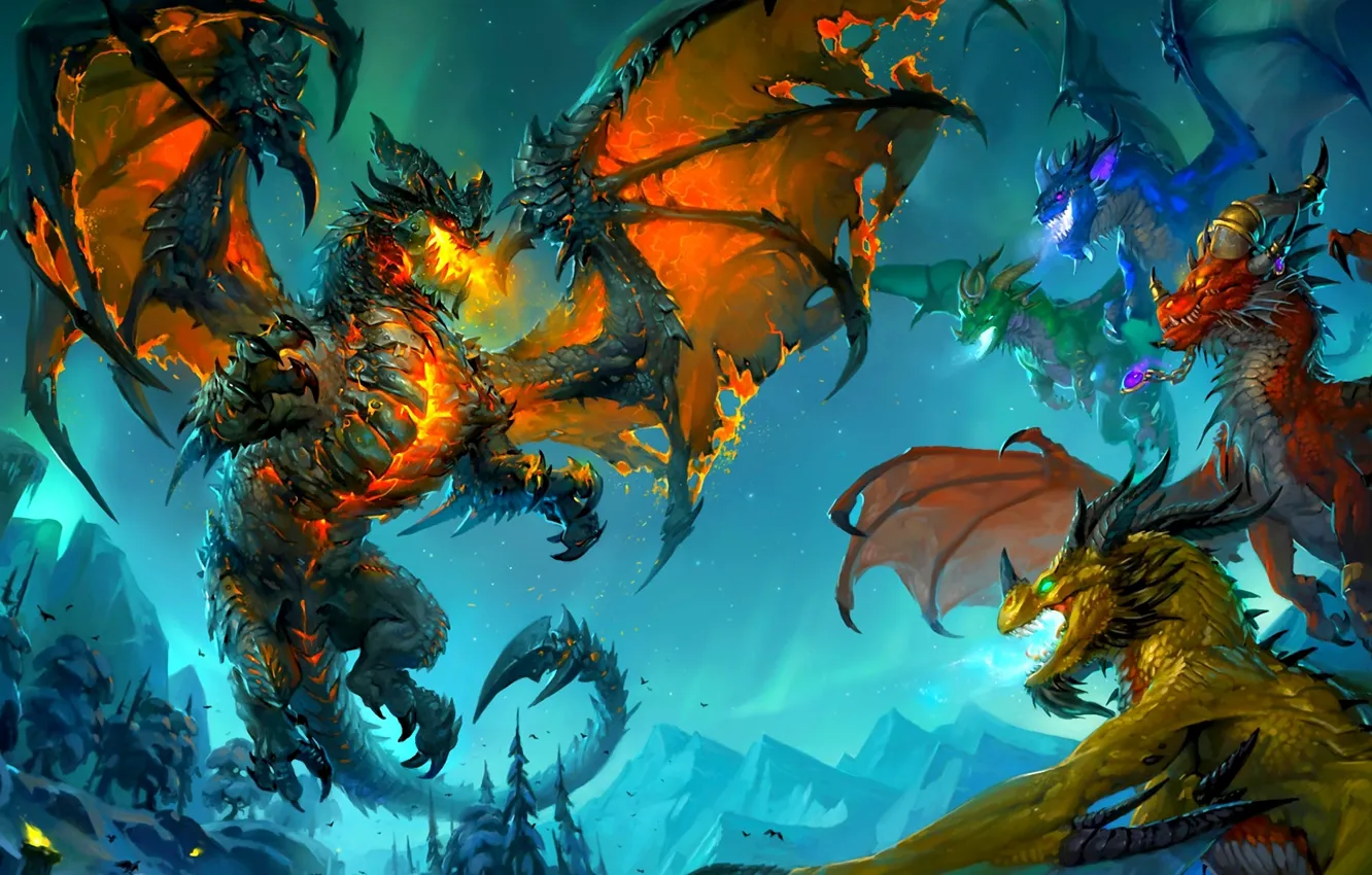 Photo wallpaper dragons, wow, cataclysm, Deathwing, deathwing, the dragon aspects, world of wacraft