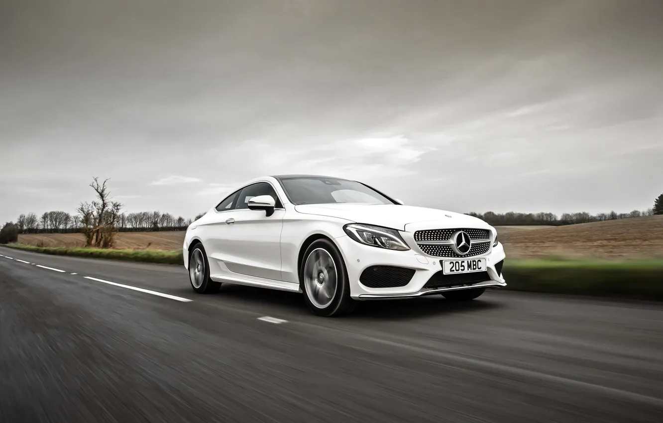 Photo wallpaper white, Mercedes-Benz, Mercedes, AMG, Coupe, C-Class, C205