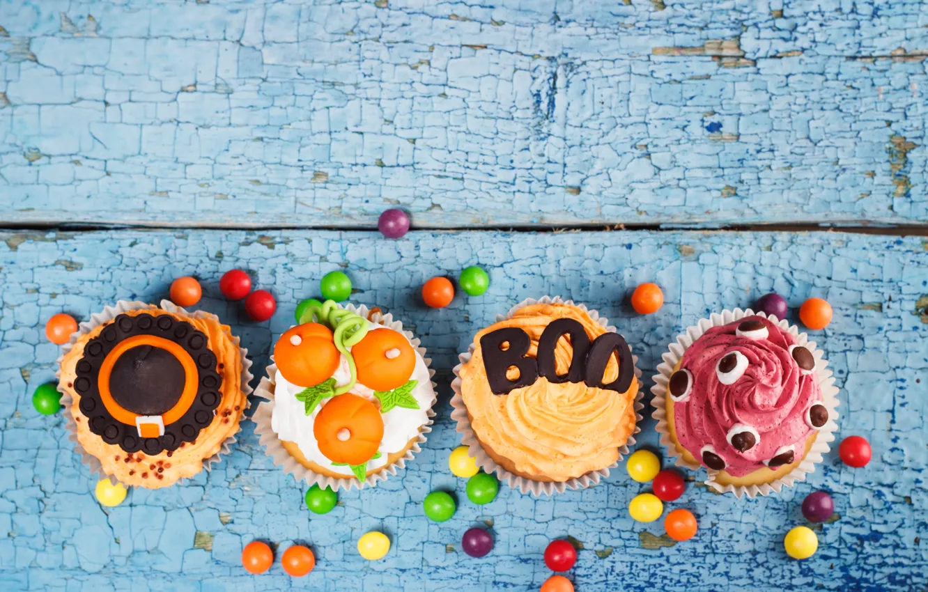 Photo wallpaper decoration, holiday, cream, cupcakes, Heluin