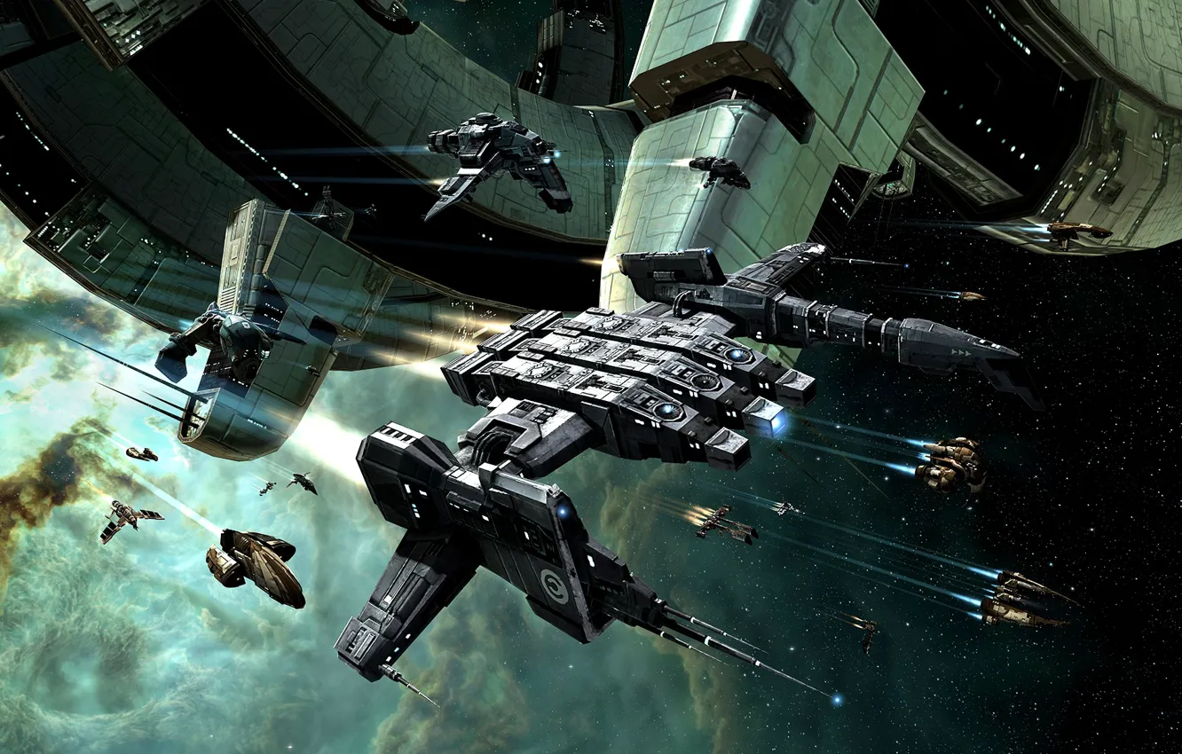 Photo wallpaper nebula, station, Space, space, spaceship, eve online, space ship, coooper