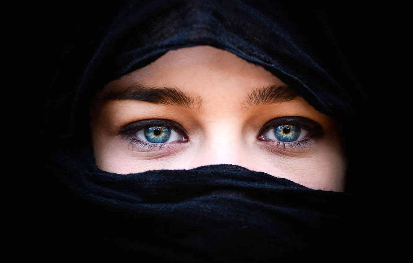 Photo wallpaper look, shawl, eyes, face