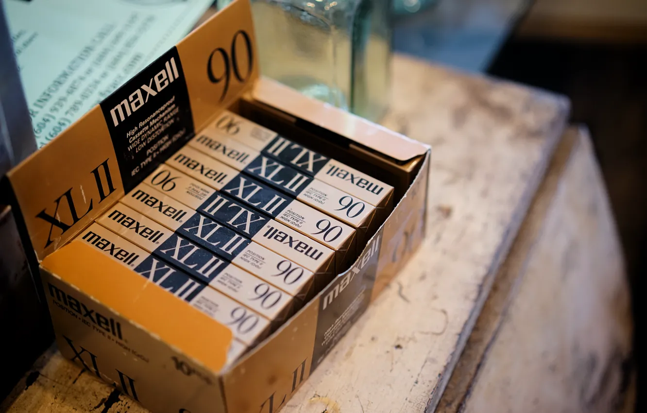 Photo wallpaper music, background, box, cassette, maxell