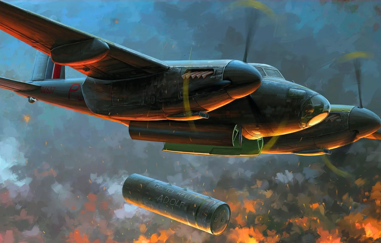 Photo wallpaper bomb, Multipurpose, RAF, WW2, British, De Havilland, Mosquito, "Blockbuster"