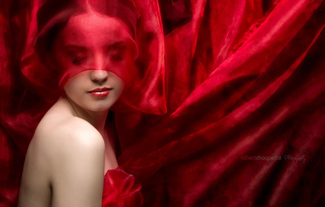 Photo wallpaper red, face, mood, portrait, beauty, mystery, mystery, lips