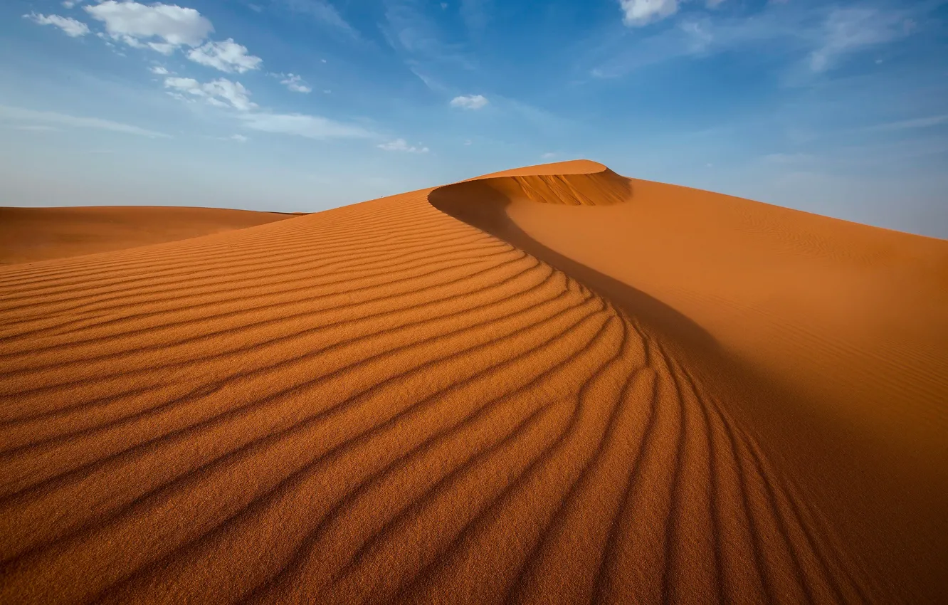 Photo wallpaper sand, clouds, strip, blue, hills, desert, dunes, Sands