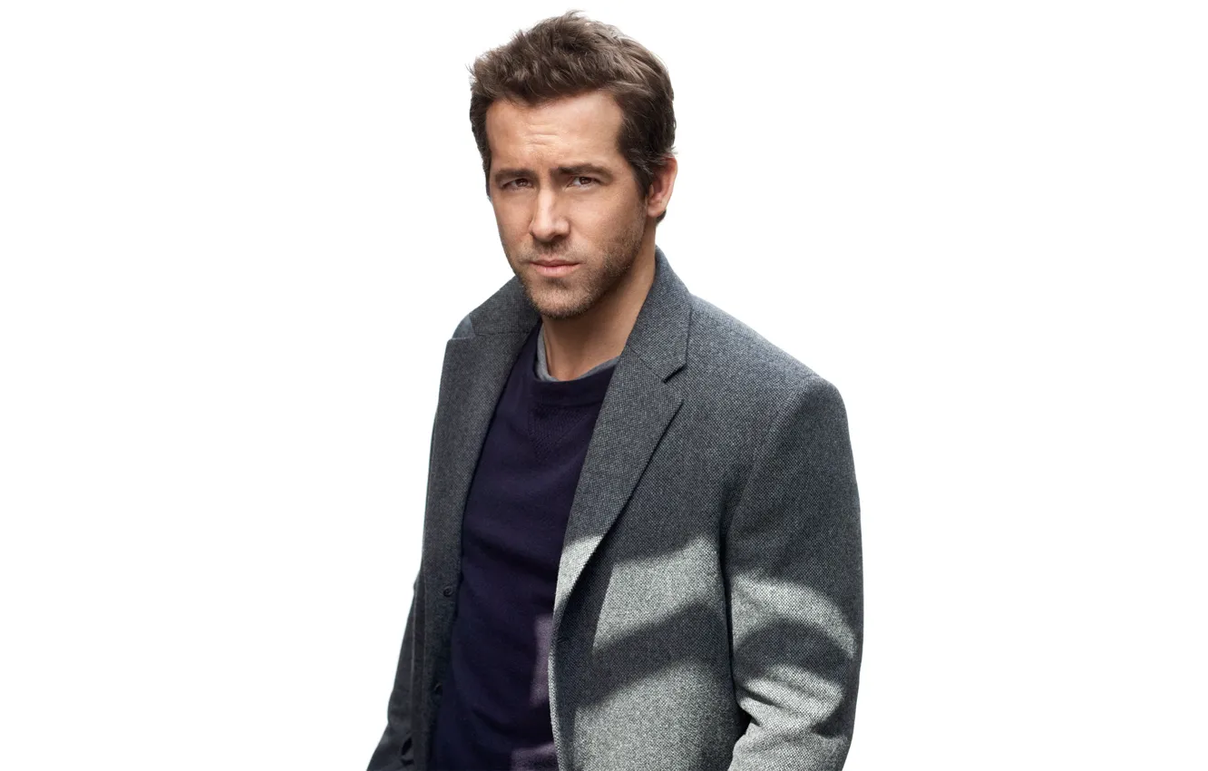 Photo wallpaper actor, white background, Ryan Reynolds, Ryan Reynolds, jacket, journal, photoshoot, Details